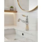 Emfa Aksesuar Krom Spiralli Mermer Detaylı Lavabo Bataryası - Uzayabilen Krom Spiral Lavabo Musluğu