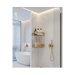 EMFA AKSESUAR Mat Gold 2'li Banyo Şampuanlık Antik Gold Banyo Rafı Pirinç Malzeme Paslanmaz Eskitme