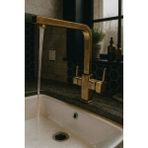 Emfa Aksesuar Mat Gold Çanak Lavabo Bataryası - Şelale Akış Antik Lavabo Bataryası