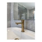 EMFA AKSESUAR Mat Gold Lavabo Bataryası Antik Eskitme Lavabo Musluğu Mat Altın Batarya Banyo Musluk