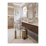 EMFA AKSESUAR Mat Gold Tuvalet Fırçası Mat Gold Tuvalet Kağıtlığı Mat Gold Çöp Kovası Ayaklı Set Pirinç Malzeme
