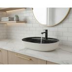 Emfa Aksesuar Siyah Mermer Desenli Tezgah Üstü Çanak Lavabo 60X42,5X15 - Üstten Delikli Lavabo Taşı 60X42,5X15 cm - Siyah - Beyaz