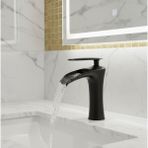 Emfa Aksesuar Siyah Şelale Akışlı Lavabo Bataryası - Modern Tasarım Siyah Lavabo Bataryası