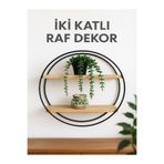 EMFA HOME 2 katlı Dekoratif Duvar Rafı, Tezgah Üstü Raf, Obje, Baharat, Kaktüs banyo 45x45 cm