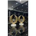 EMFA HOME 2'li Büyük Küçük Gold Yaprak Küre Dekoratif Obje | Modern & Şık Ev Ofis Masa Süsü