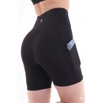 EMFURE Kadın Siyah Yüksek Bel Toparlayıcı Çift Cepli Biker Şort Kısa Spor Tayt Biker Shades