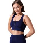 Emfure Pedli Fermuarlı Spor Büstiyer - Sports Bra / Crop Destekli Spor Sütyeni - XL - Lacivert