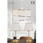 Emg DesiGn Kumaş Galaksi Modern Pasta Tekli Ve 2 Li Gold Abajur Seti GalaxiSet