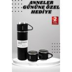 Emh Store 3 Bardaklı Termos Seti Anneler Gününe Özel Hediye Taşınabilir Sızdırmaz Isı Koruyucu - Lisinya - 500 ml