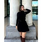 Emh Store Kadın Uzun Kollu Balıkçı Yaka Salaş Kusa Akrilik Elbise - 2XL - 3XL - Siyah