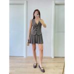Emh Store Takım Görünümlu Yelekli Mini Elbise- Füme
