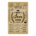 Emideary Best Son Ever Gifts - Oğluma Pirinç İşlemeli Cüzdan Kartı - Anne Babadan Noel Hediyesi - Oğul için Doğum Günü Kartı
