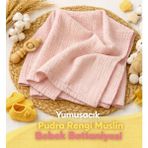 Emifa %100 Pamuklu 4 Katlı Müslin Bebek Battaniyesi - Yumuşacık Nefes Alan Dokulu - 100X100 cm Açık Sarı - Pudra - 100 x 100 cm
