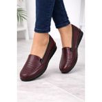 Emil Shoes Içi Hakiki Deri Kışlık Taban Tam Ortopedik Topuk Jelli Siyah Anne Ayakkabısı - Bordo