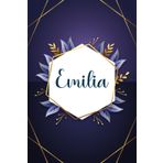 Emilia: Taccuino personalizzato con il nome Emilia | Regalo di compleanno per moglie, mamma, sorella, figlia ... | Foglie blu | 110 pagine a righe, Piccolo formato 6x9 pollici (15,24 x 22,86 cm)
