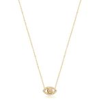 Emılıano Jewellery Beyaz Taşlı Altın Kaplama Küçük Göz Gümüş Kolye.