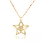 Emılıano Jewellery Pırlanta Montür Altın Kaplamalı Yıldız Gümüş Kolye