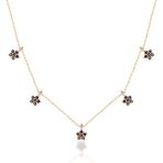 Emılıano Jewellery Siyah Zirkon Taşlı Rose Altın Kaplama 5 Yıldızlı Gümüş Kolye