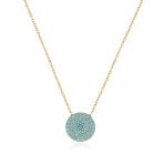Emılıano Jewellery Turkuaz Taşlı Altın Kaplama Yuvarlak Gümüş Kolye