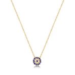 Emılıano Jewellery Yuvarlak Nazar Boncuk Dizilimli Pırlanta Montür Altın Kaplama Gümüş Kolye