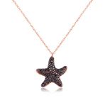 Emılıano Jewellery Zirkon Taşlı Pırlanta Montür Deniz Yıldızı Rose Kaplama Gümüş Kolye
