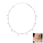 Emılıano Jewellery Zirkon Taşlı Pırlanta Montür Gümüş Rengi Kaplama Choker Gümüş Kolye