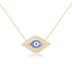 Emılıano Jewellery Zirkon Taşlı Pırlanta Montür Mineli Göz Altın Kaplama Gümüş Kolye