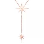 Emılıano Jewellery Zirkon Taşlı Pırlanta Montür Rose Altın Kaplama Kutup Yıldızı Gümüş Kolye