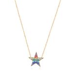 Emılıano Jewellery Zirkon Taşlı Pırlanta Montür Yıldız Desenli Altın Kaplama Gümüş Kolye