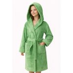 Emillie %100 Pamuk Ihracat Fazlası Kadife Çocuk Bornozu Unisex - 12 - 14 Yaş - Yeşil