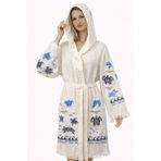 Emillie %100 Pamuk Müslin Bornoz Caretta – Nefes Alabilen, Ultra Hafif, Hızlı Kuruyan Yazlık Bornoz - 2XL - Krem
