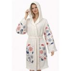 Emillie %100 Pamuk Müslin Bornoz Marine/mercan– Nefes Alabilen, Ultra Hafif, Hızlı Kuruyan Yazlık Bornoz - S - M - Krem