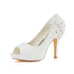 Emily Bridal 521-31-4 Stiletto Fildişi Kadın Topuklu Ayakkabı