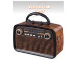 EMİN ENSAR HOME Büyük Boy Nostaljik Radyo Fm Ahsap Görünümlü Bluetooth Hoparlör Ahşap Renk Vintage Işıklı Usb Sd