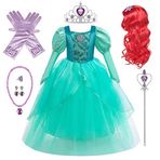 Emin kızlar denizkızı elbise Ariel prenses aksesuarları ile kılık peruk çocuklar prenses elbise doğum günü partisi noel cadılar bayramı karnaval Cosplay kostüm