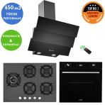 Eminçelik ve Afm Tech Marka Bt 5 Gözlü 1'wok Siyah Ankastre Set (22 385 Y +FM7700 +Ch 1455 Rc B60)