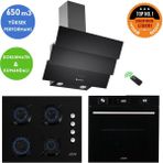 Eminçelik ve Afm Tech Marka / Fıda Siyah Turbo Cam Ankastre Set ( FM7700 + FM2200 + Ch 1455 Rc B60)