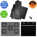 Eminçelik ve Afm Tech Marka Flux 5 Gözlü 1'wok Siyah Ankastre Set (22 385 +FM7700 +Ch 1460 Rc B60)