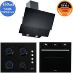 Eminçelik ve Afm Tech Marka/ Lime Siyah Turbo Cam Ankastre Set ( FM7700 + FM2200 + Ch 1454 Pb B60)