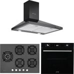 Eminçelik ve Afm Tech Marka/ Luca Siyah 5 Gözlü Ankastre Set (7700 +22 385 Y Wok +1420 B60 Piramit)