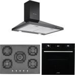 Eminçelik ve Afm Tech Marka / Mijas Siyah 5 Gözlü Ankastre Set (7700 +22 385 Wok +1420 B60 Piramit)