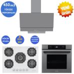 Eminçelik Ve Afm Tech Marka/ Nw 1'Wok Antrasit-Gri Ankastre Set ( 22 386 Beyaz + Fm7710 +Fm3407)