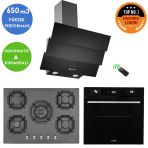 Eminçelik ve Afm Tech Marka Rıso 5 Gözlü 1'wok Siyah Ankastre Set (22 385 +FM7700 +Ch 1455 Rc B60)