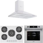 Eminçelik ve Afm Tech Marka / Valle Beyaz 5 Gözlü Ankastre Set (7701 +22 386 Wok +1420 W60 Piramit)