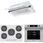 Eminçelik ve Afm Tech Marka / Violo 5 Gözlü Beyaz Ankastre Set (FM7701 + 22386 Wok+ As 1320 W60)