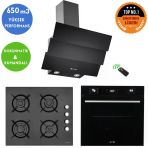 Eminçelik ve Afm Tech Markalı/ Elfo Siyah Cam Turbo Ankastre Set ( FM7700+12 225 +Ch 1455 Rc B60)