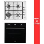 Eminçelik ve Afm Tech Markalı /fethy-07 Turbolu Dijital 2'li Inox Siyah Ankastre Set (31220+FM7700) - Beyaz