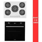 Eminçelik ve Afm Tech Markalı /fethy-10 Turbolu Dijital 2'li Siyah Ankastre Set (22 386 WOK+FM7700) - Beyaz