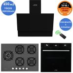 Eminçelik Ve Afm Tech Markalı /Maxu 5 Gözlü 1'Wok Siyah Ankastre Set ( 22 385 Y + Fm7700 + Fm3400)