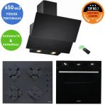 Eminçelik ve Afm Tech Markalı / Nata Siyah Cam Ankastre Set ( FM7700 + FM-BD2200 + Ch 1454 Rc B60)